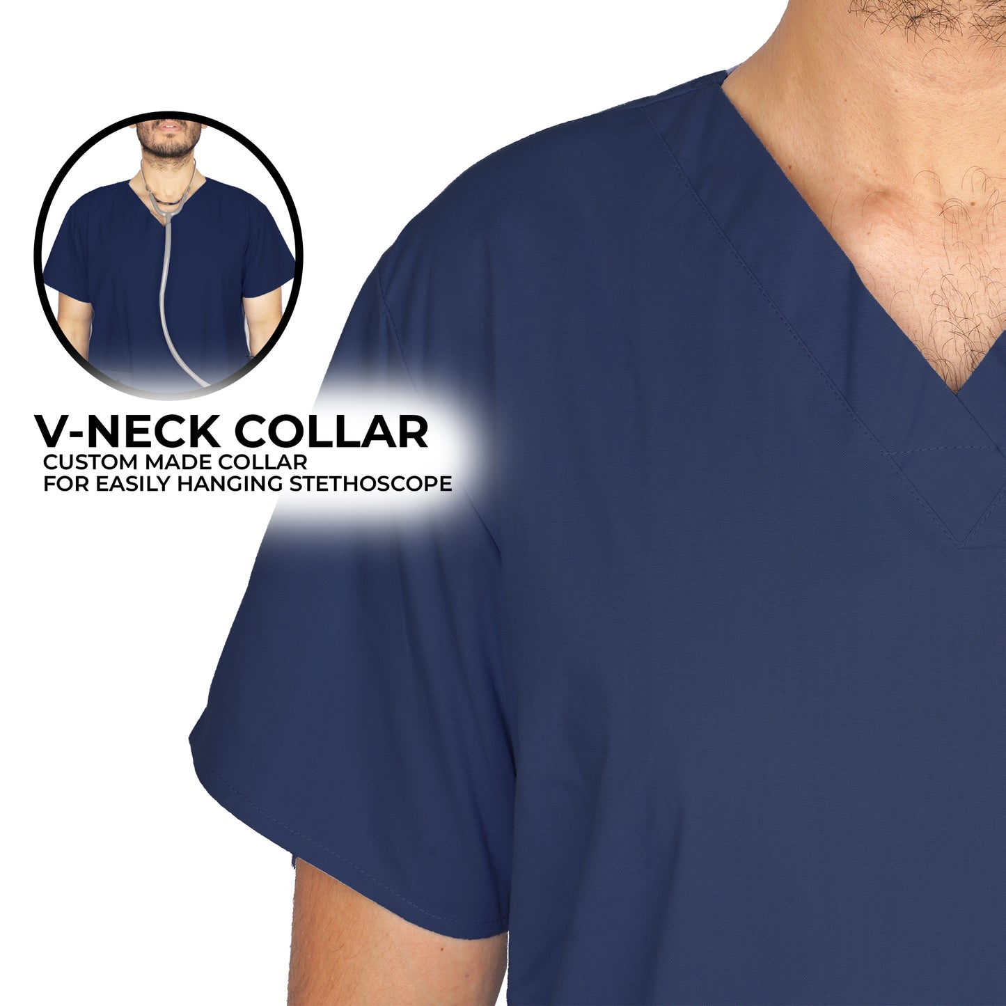 LYNWOOD MEDICAL SCRUB TUNIC CLASSIC V-NECK - NAVY BLUE