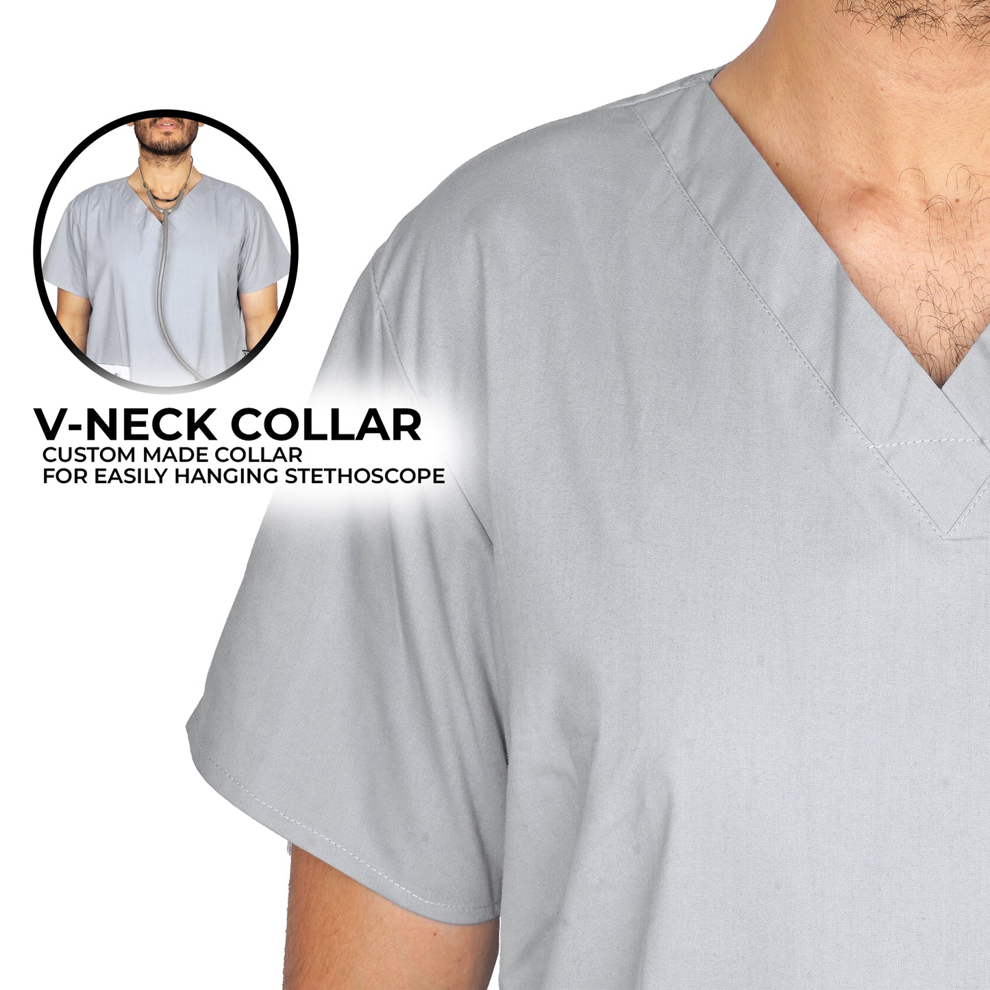LYNWOOD MEDICAL SCRUB TUNIC CLASSIC V-NECK - GREY