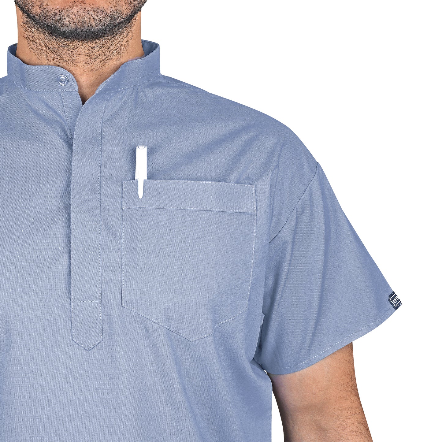 LYNWOOD MEDICAL SCRUB TUNIC GRANDAD COLLAR - CEIL | Lynwood Uniforms