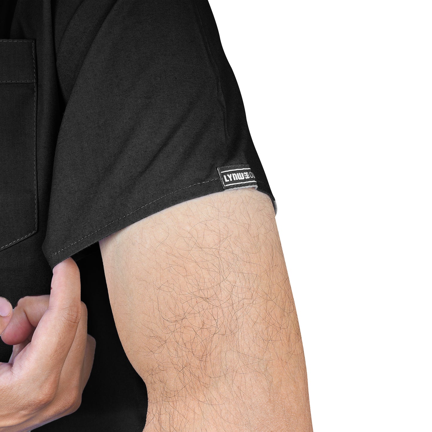 LYNWOOD MEDICAL SCRUB TUNIC GRANDAD COLLAR - BLACK | Lynwood Uniforms