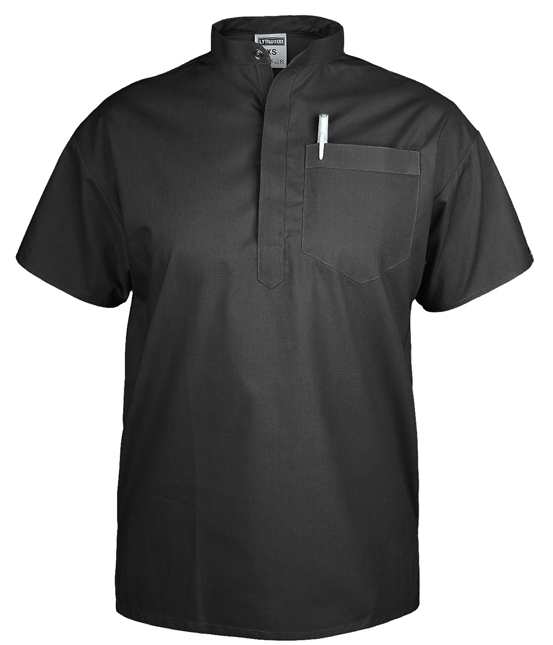 LYNWOOD MEDICAL SCRUB TUNIC GRANDAD COLLAR - BLACK